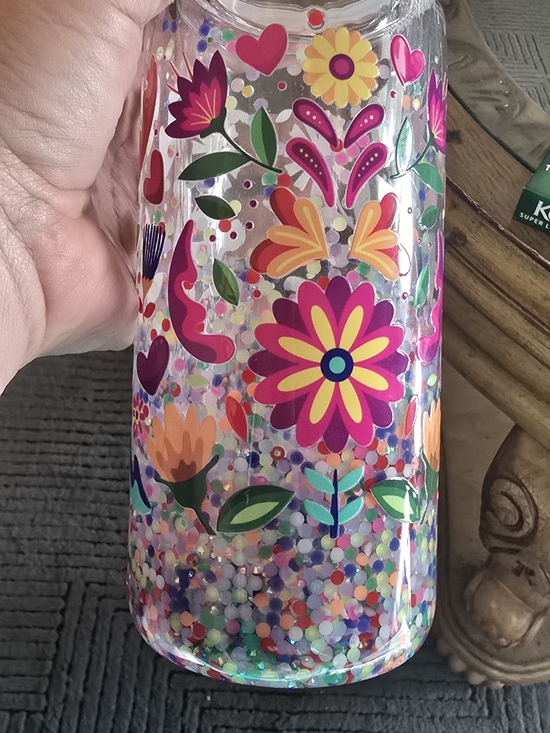 Other - Colorful Floral Confetti Snow Globe Tumbler